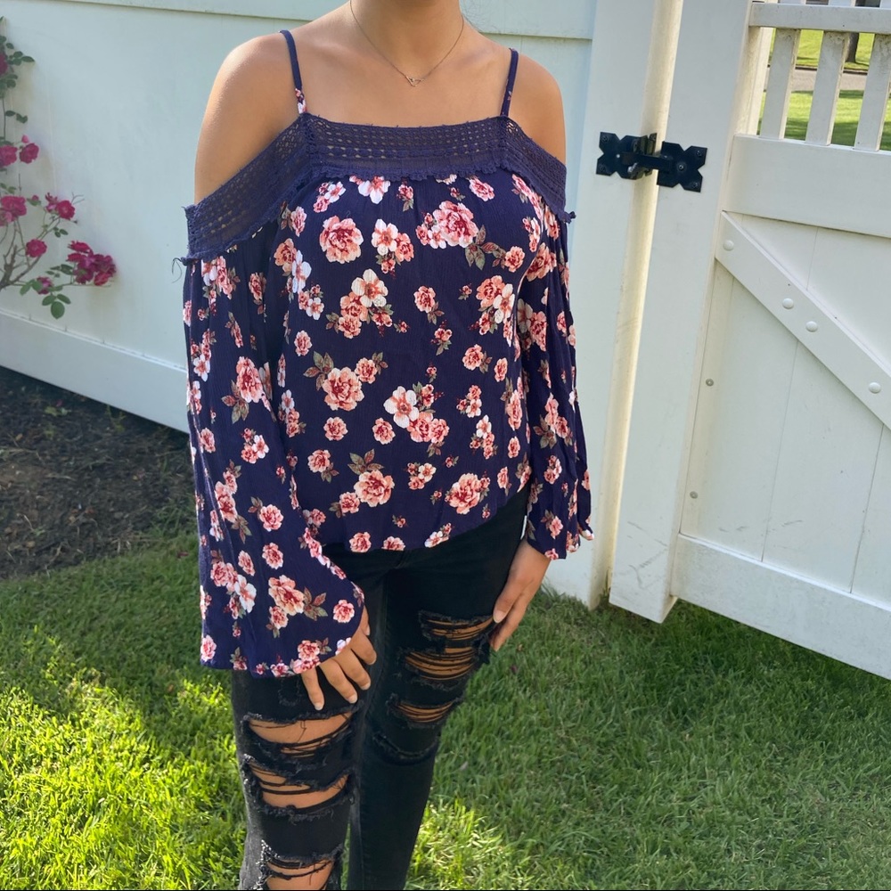 Floral Cold Shoulder Blouse